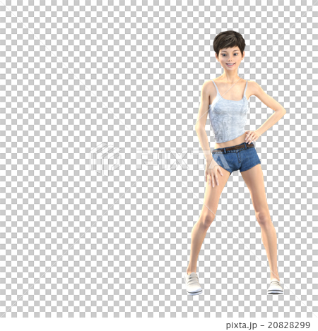 ポーズする夏衣装の女性 perming3DCGイラスト素材 ポーズする夏衣装の女性 perming3DCGイラスト素材 20828299
