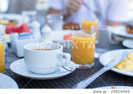 Delicious tasty cappuccino and fresh juice for Delicious tasty cappuccino and fresh juice for 20829469