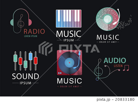 Vector set of music logos, icons, signs isolated 20833180