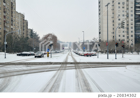 City Crossroad Covered With Snow City Crossroad Covered With Snow 20834302
