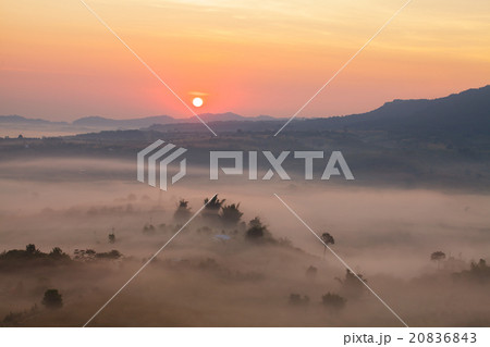 Misty morning sunrise in Khao Takhian Ngo Misty morning sunrise in Khao Takhian Ngo 20836843