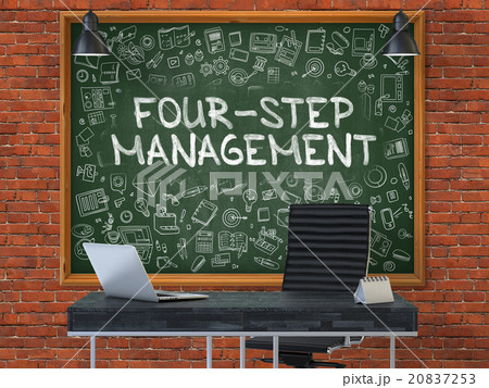 Four-Step Management on Chalkboard in the Office. Four-Step Management on Chalkboard in the Office. 20837253
