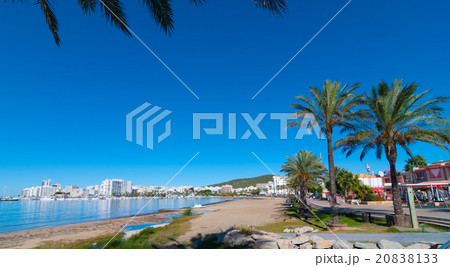 Sunny beach in St Antoni de Portmany, Ibiza, Spain Sunny beach in St Antoni de Portmany, Ibiza, Spain 20838133