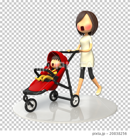Mother walking with the stroller baby 20838256