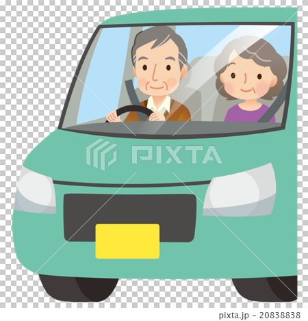車の運転をする高齢者のイラスト素材
