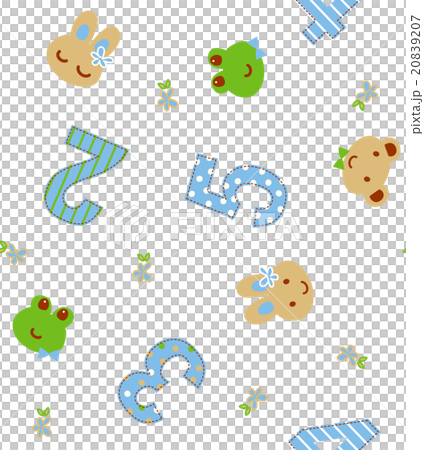 かわいい動物と数字のシームレスパターン/ベクター総柄図案 20839207