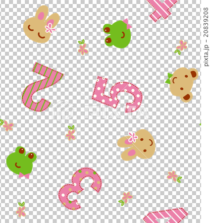 かわいい動物と数字のシームレスパターン/ベクター総柄図案 20839208