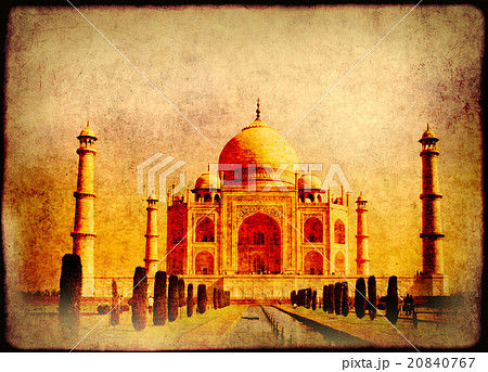 Grunge background with paper texture and Taj Mahal 20840767