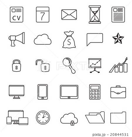 set of thin line flat business icons 20844531