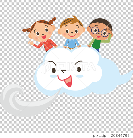 雲に乗った子供達のイラスト素材