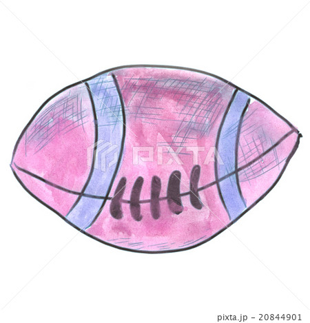 pink rugby ball cartoon isolated watercolorのイラスト素材 [20844901] - PIXTA