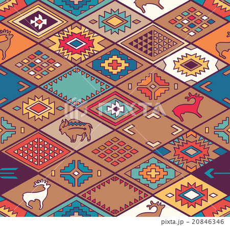 Seamless colorful navajo pattern with rhombus Seamless colorful navajo pattern with rhombus 20846346