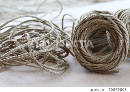 A roll of brown coir rope in selective focus A roll of brown coir rope in selective focus 20846803