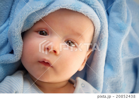 three month old baby wrapped in blue blanket three month old baby wrapped in blue blanket 20852438