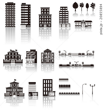 建物アイコン シルエットのイラスト素材 8554