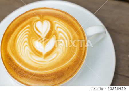 Latte Coffee art on the wooden table 20856969