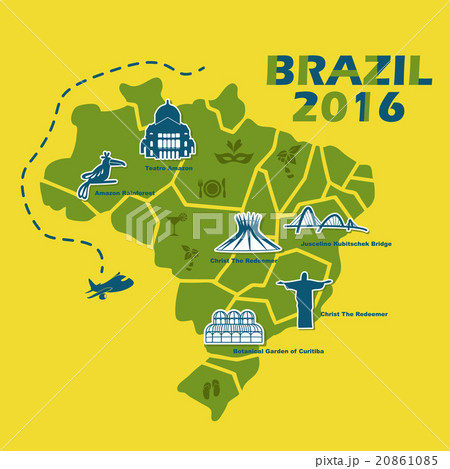 Brazil map with 2016 text 20861085