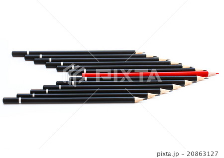 Black pencils with a red one in the middle Black pencils with a red one in the middle 20863127