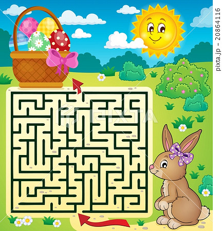 Maze 3 with Easter bunny and egg basket 20864116