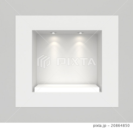 Showcase with lights and podiums for samples Showcase with lights and podiums for samples 20864850