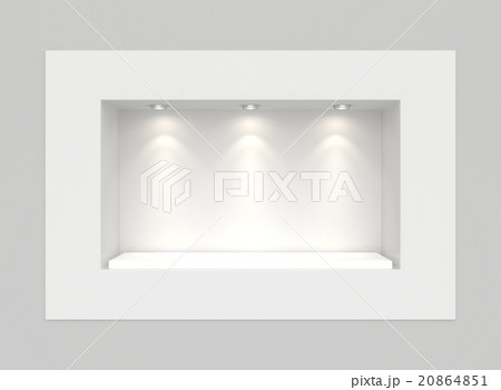 Showcase with lights and podiums for samples Showcase with lights and podiums for samples 20864851