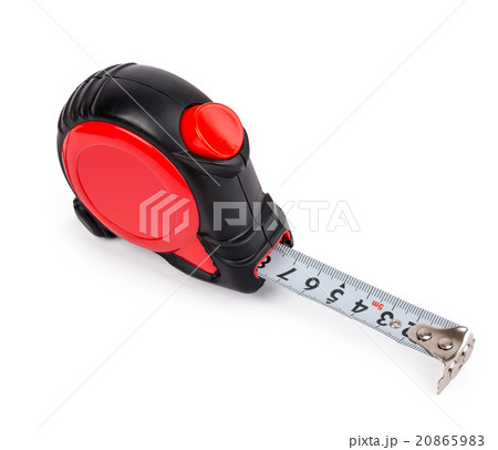 Construction measuring tape close up. On a white 20865983