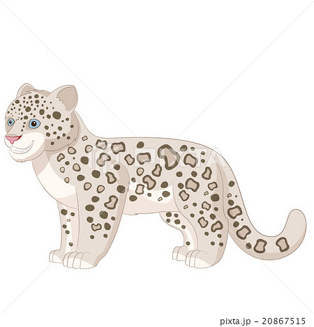 Cartoon Smiling Snow Leopardのイラスト素材