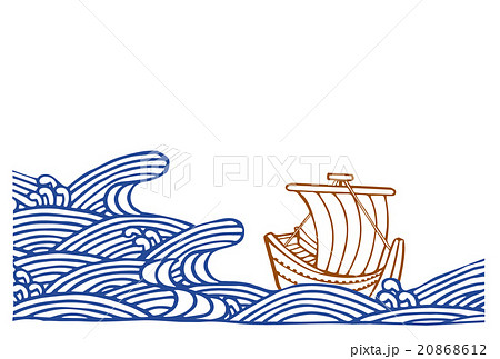 年賀＿切り絵_富士と海と宝船 20868612