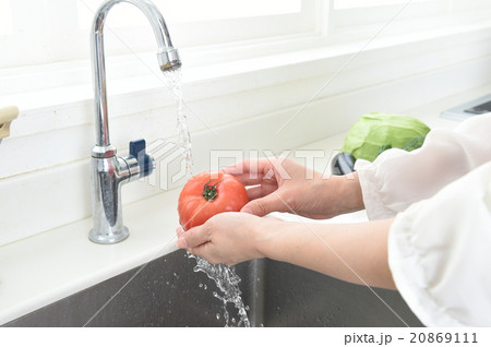 野菜を洗う女性 野菜を洗う女性 20869111