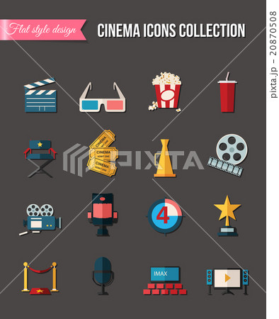 Movie and film icons set. Flat style design 20870508