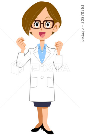 張り切る白衣の女性のイラスト素材