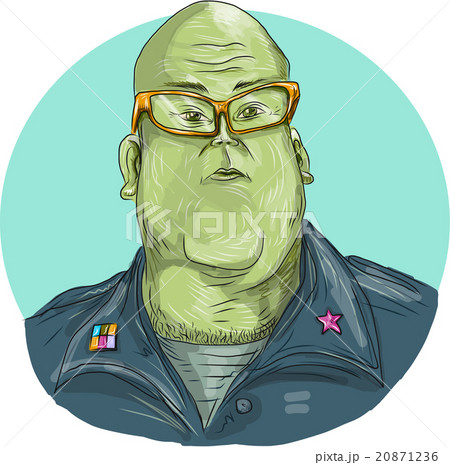 Green Man Alien General Circle Drawing Green Man Alien General Circle Drawing 20871236