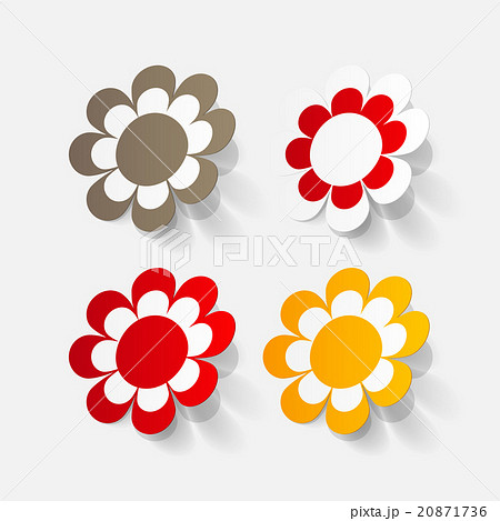 Realistic paper sticker: flowers. camomile 20871736