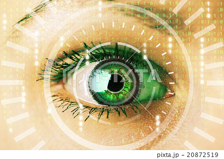 Future woman with cyber technology eye panel 20872519