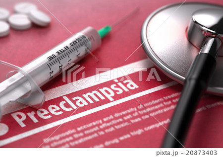 Preeclampsia. Medical Concept on Red Background. 20873403