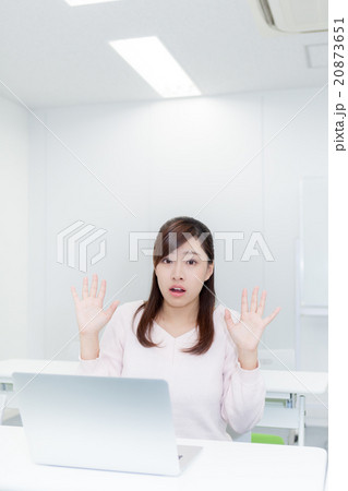 パソコンの前で驚く女性 パソコンの前で驚く女性 20873651