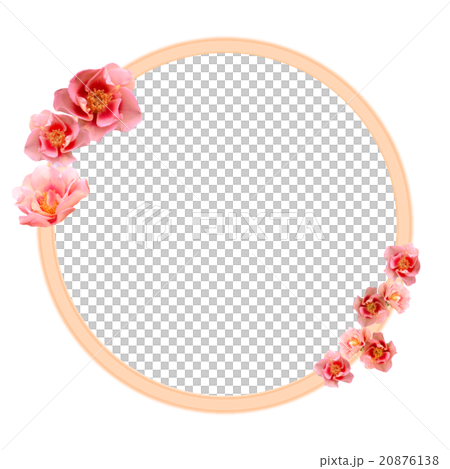 オレンジ色の花のフレーム 円のイラスト素材