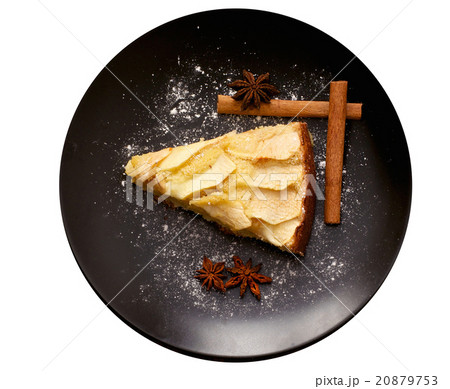 Isolated apple pie on the plate with cinnamon 20879753