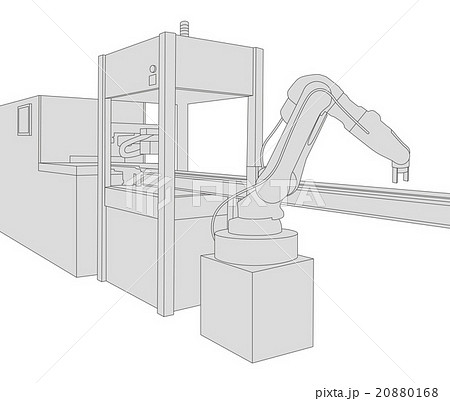 Robot Arm And Industrial Machine Factory Stock Illustration 0168