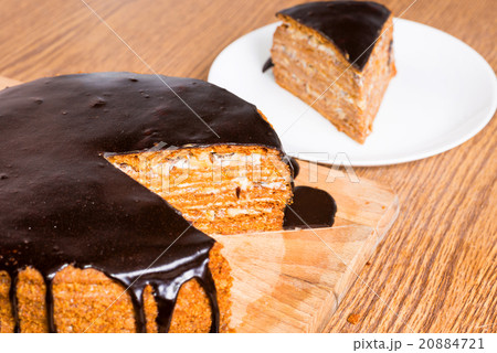 Sliced chocolate birthday cake Sliced chocolate birthday cake 20884721