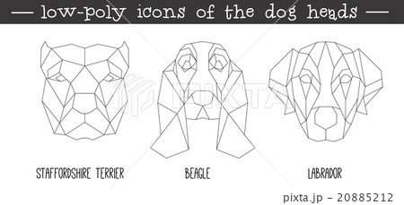 Front view of dog head triangular icon set 20885212