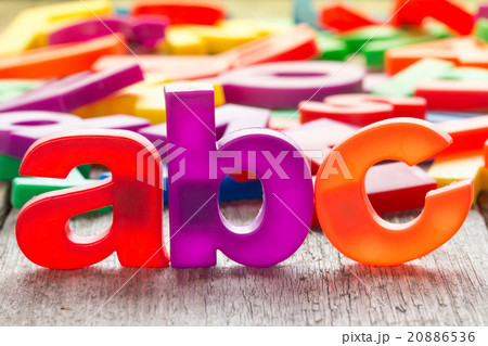 ABC spelling and pile of  plastic letters 20886536