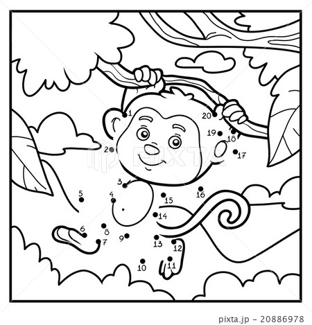 Numbers game, dot to dot (monkey and background) 20886978