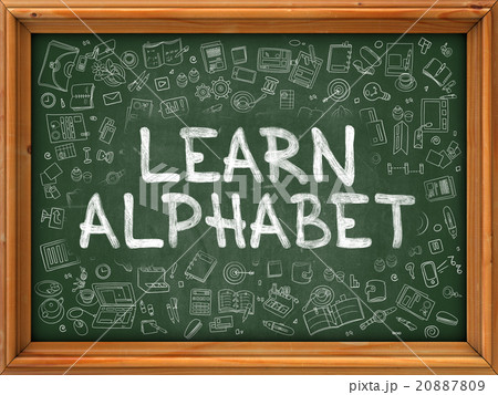 Learn Alphabet Concept. Green Chalkboard with 20887809
