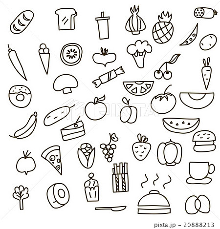 Icons of fruits, vegetables and food a hand drawn 20888213