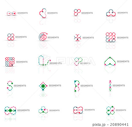 Set of linear abstract logos. Swirl, circle 20890441