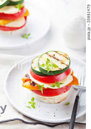 Grilled vegetables and cheese gratin Grilled vegetables and cheese gratin 20891479