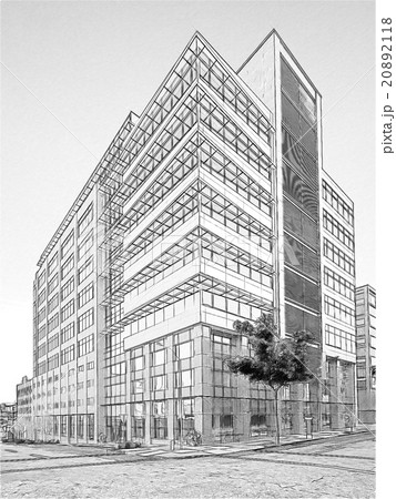 Black And White Drawing Of A Building 20892118