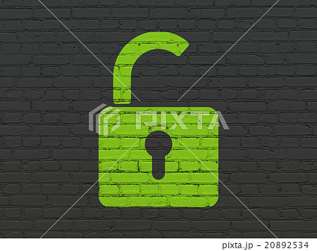 Data concept: Opened Padlock on wall background 20892534