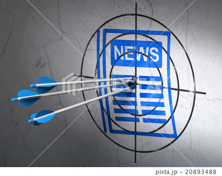 News concept: arrows in Newspaper target on wall 20893488